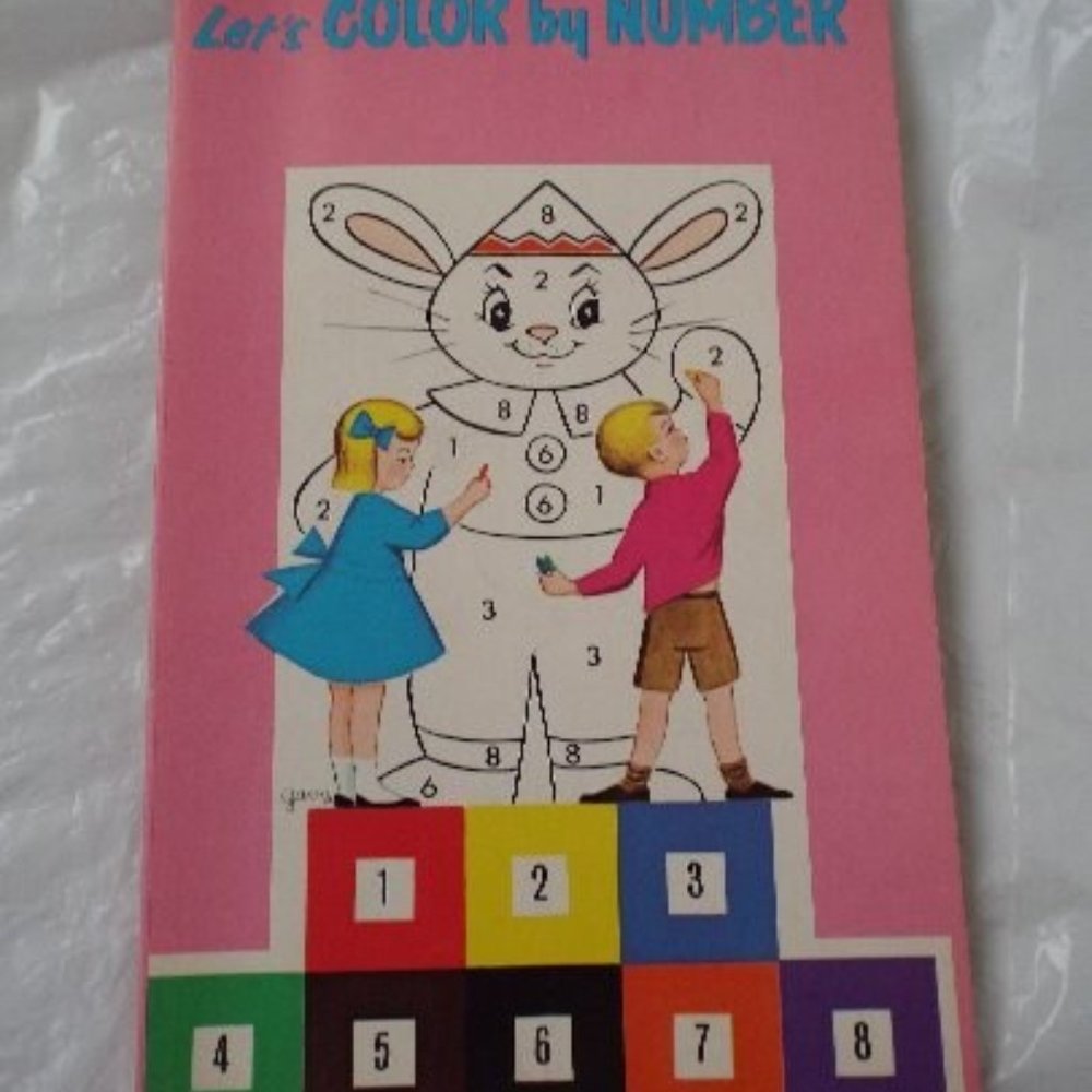 Vintage 1965 Let's Color By Number Whitman's Children's Coloring Book UNUSED